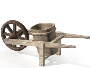 wooden wheelbarrow 3D 모델