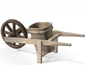 wooden wheelbarrow 3D Model