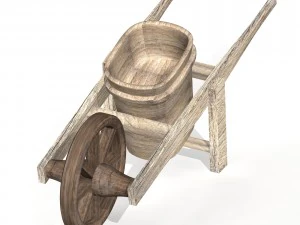 wooden wheelbarrow 3D Model
