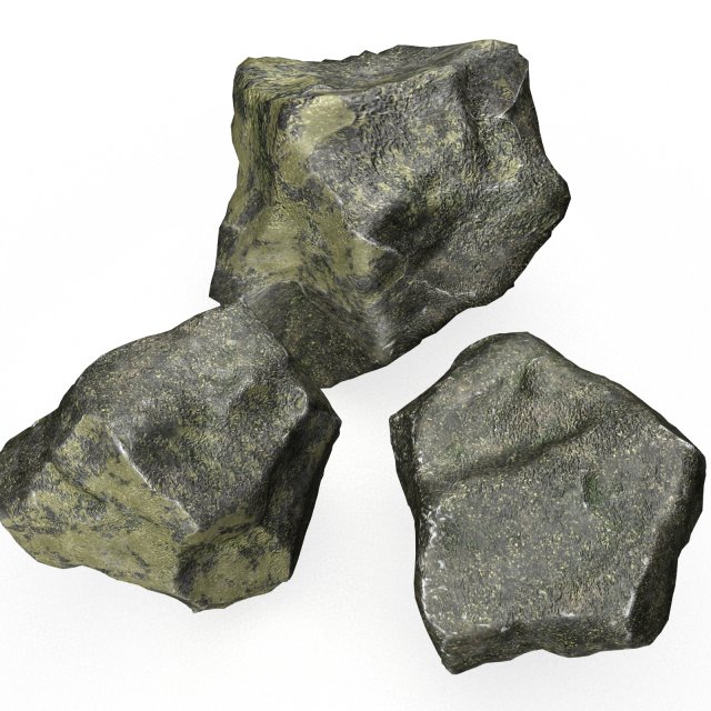 Rock 3 type boulder 3D Model .c4d .max .obj .3ds .fbx .stl .blend 
