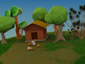 cartoon house scene Modello 3D