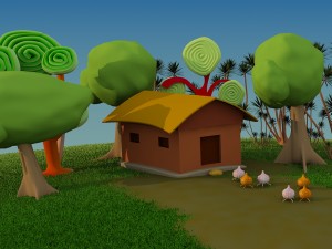 cartoon house scene 3D Model