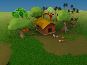 cartoon house scene Modello 3D