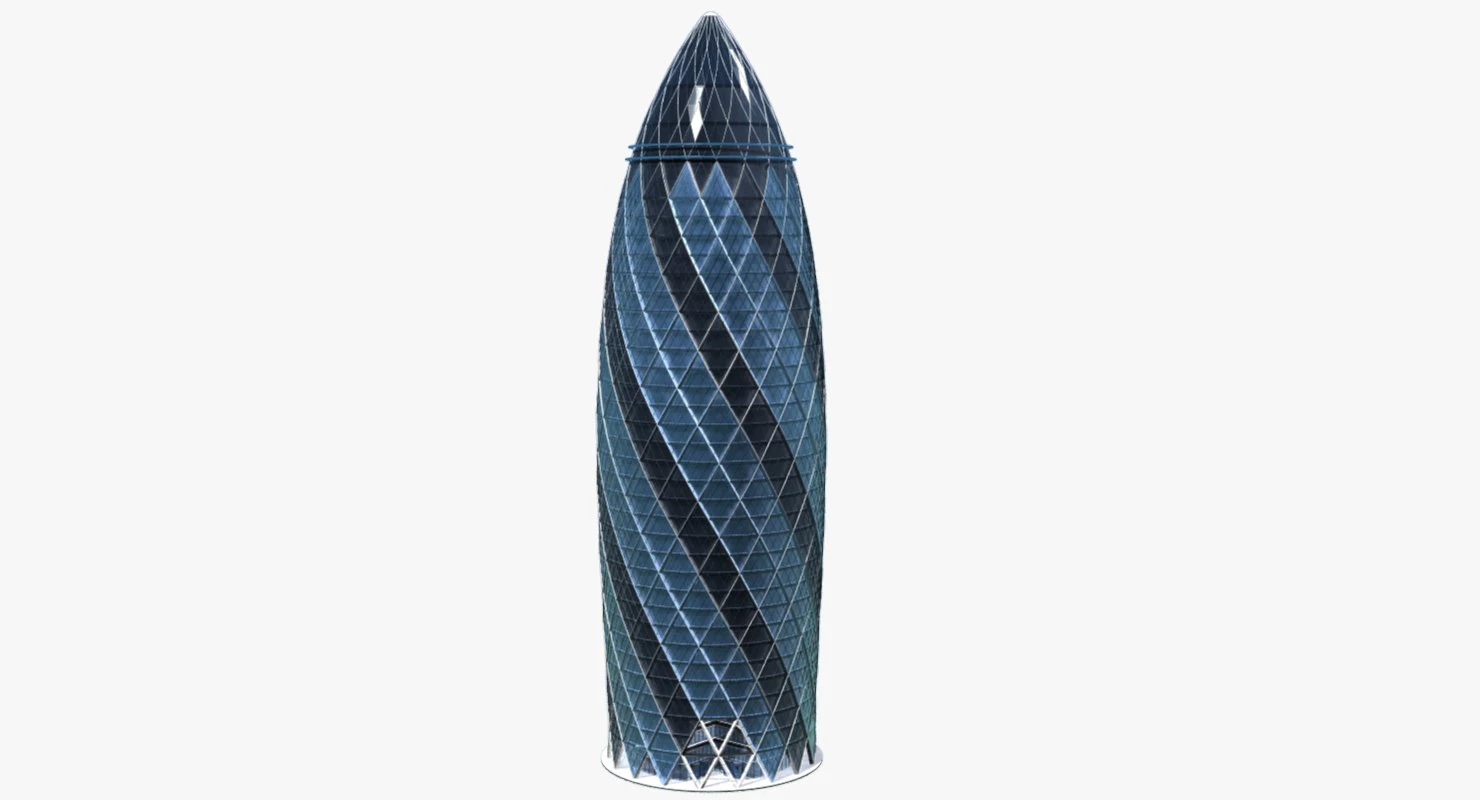 the gherkin 30 st mary axe skyscraper 3D Model .c4d .max .obj .3ds .fbx .stl .blend