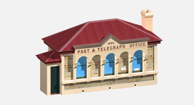 post office building 3D मॉडल .c4d .max .obj .3ds .fbx .stl .blend 