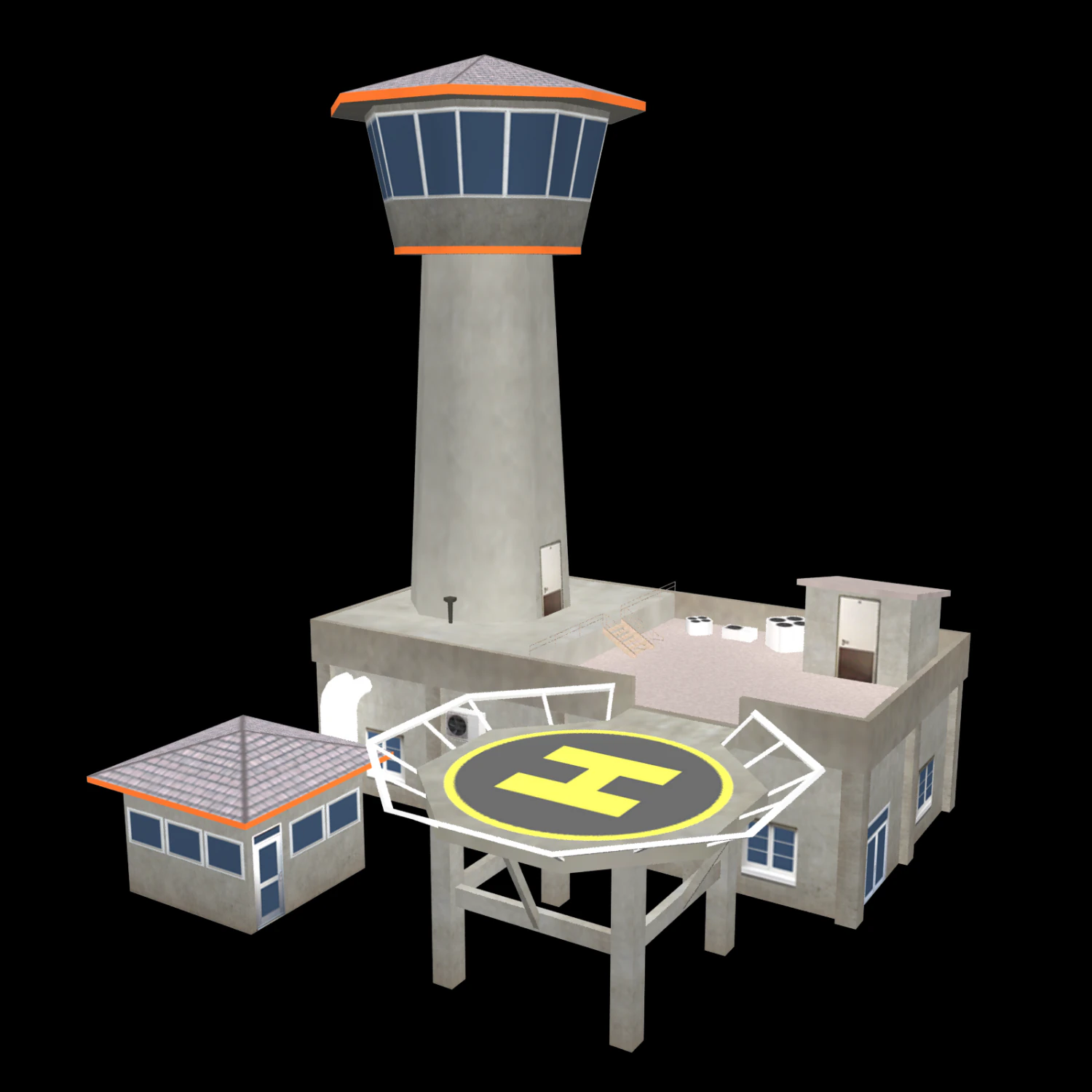 air traffic control tower 3D Model .c4d .max .obj .3ds .fbx .stl .blend