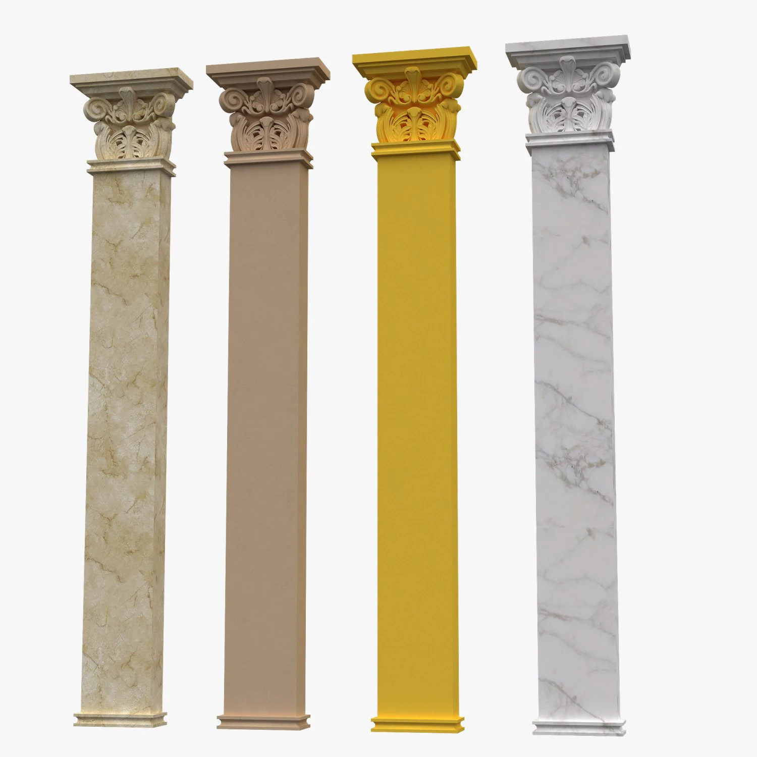corinthian column 04 3D Model .c4d .max .obj .3ds .fbx .stl .blend 
