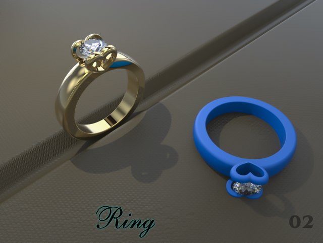 golden ring with diamond 3D 프린트 모델 .c4d .max .obj .3ds .fbx .stl .blend