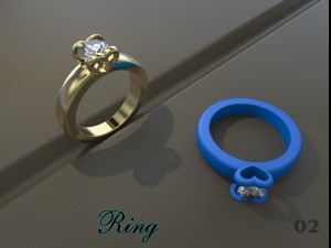 golden ring with diamond 3D-Druckmodell