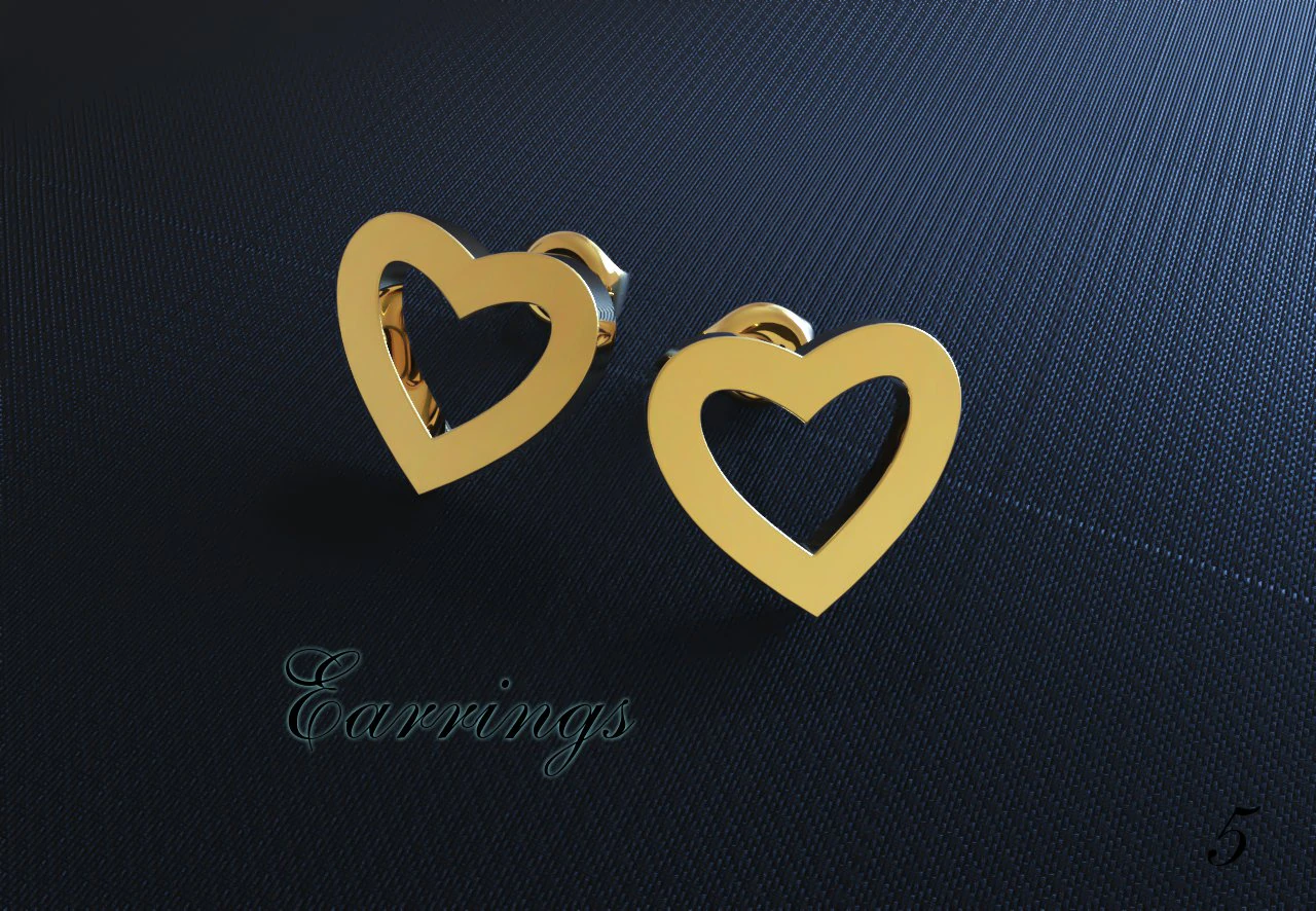 earrings heart 3D Print Model .c4d .max .obj .3ds .fbx .stl .blend 