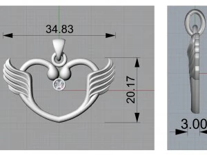 하트 펜던트 3D 프린트 모델