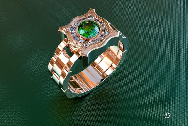 mens ring with stones 3Dプリントモデル .c4d .max .obj .3ds .fbx .stl .blend 