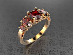 ring with rubies 3D Model