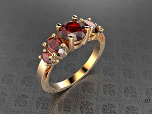 anillo con rub&iacute;es Modelo 3D