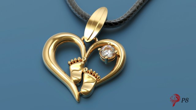 heart pendant with small feet 3D Print Model .c4d .max .obj .3ds .fbx .lwo .lw .lws