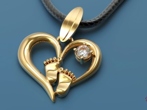 heart pendant with small feet 3D Print Model