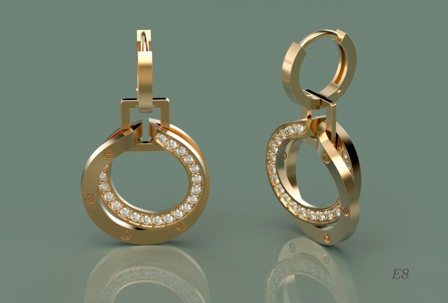 earrings with stones 3D 打印模型 .c4d .max .obj .3ds .fbx .stl .blend 