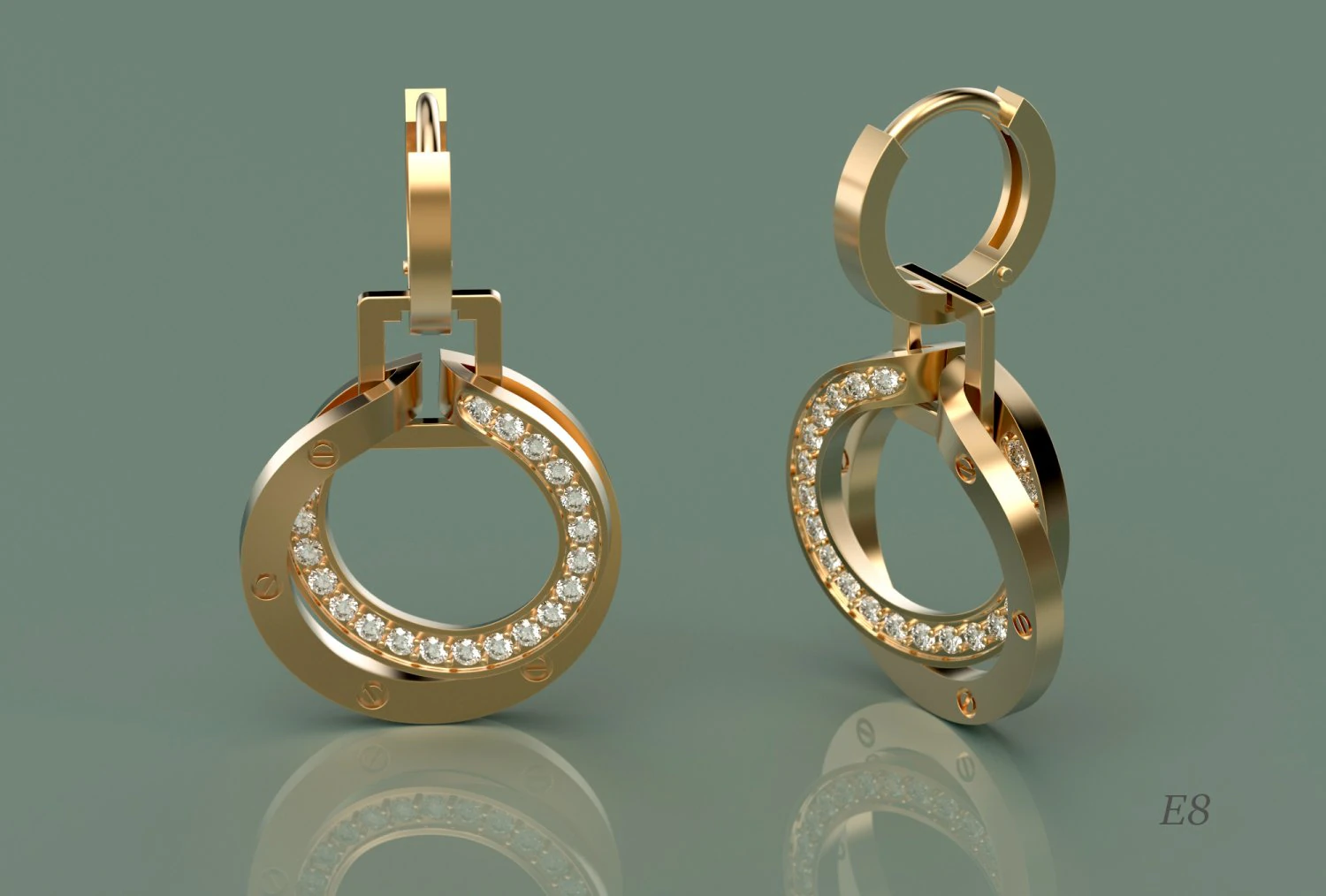 earrings with stones 3D Print Model .c4d .max .obj .3ds .fbx .stl .blend