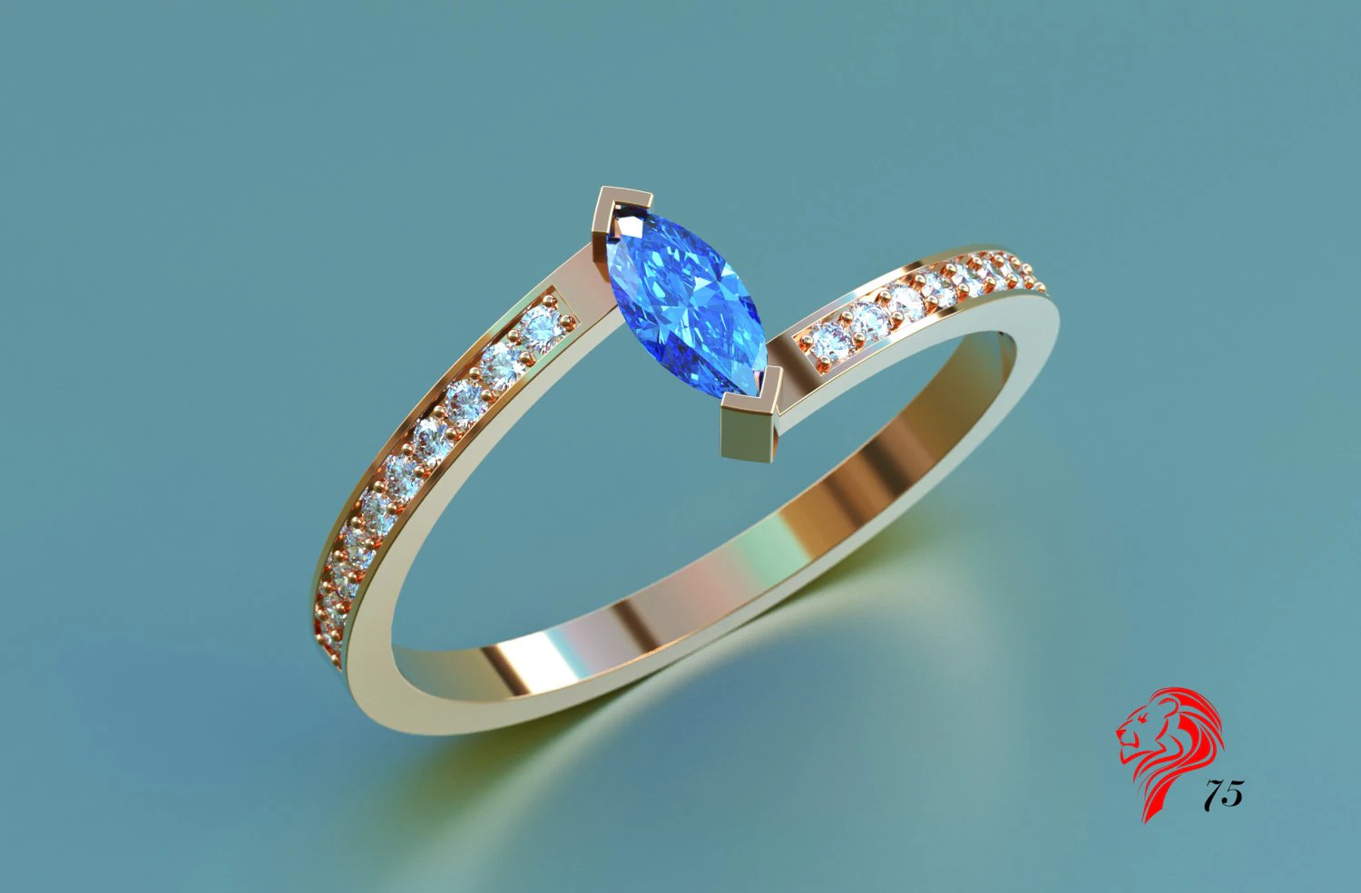 stone ring with marquis 3D Print Model .c4d .max .obj .3ds .fbx .stl .blend 