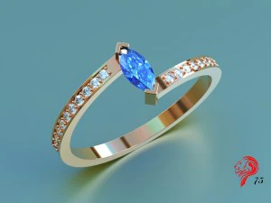 bague pierre avec marquis Modèles 3D en vedette