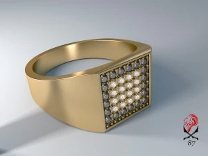 gold mens ring with diamonds 3D Print Model