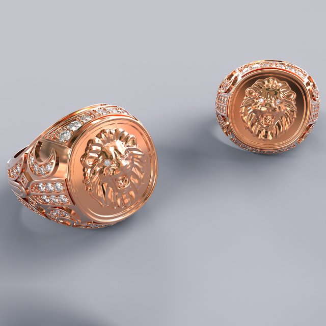 mens ring with a lion 3D Принт Модель .c4d .max .obj .3ds .fbx .stl .blend