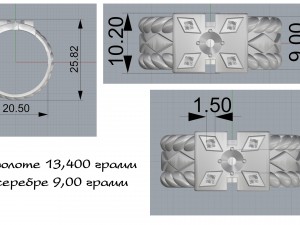mens ring with sapphire and diamonds 3D Model