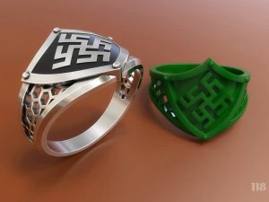 silver charm ring 3D Model