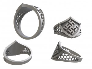 silver charm ring Modello 3D