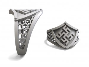 silver charm ring Modello 3D