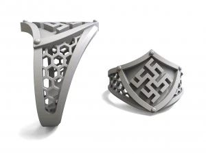 silver charm ring 3D Model