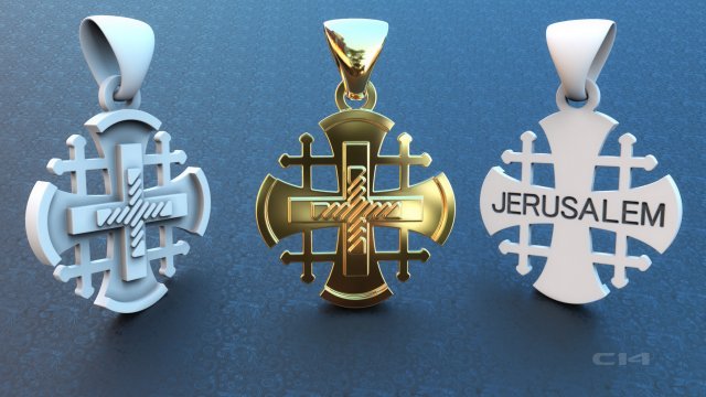 jerusalem cross 3D Модель .c4d .max .obj .3ds .fbx .stl .blend 