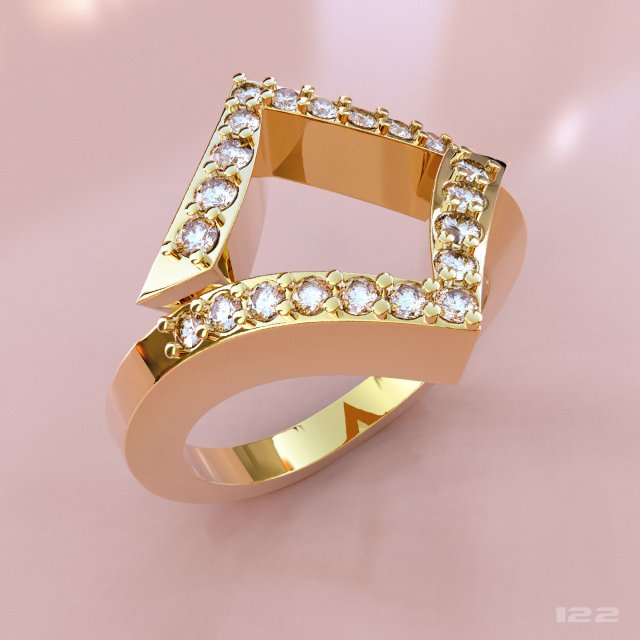 gold ring diamomd 3D Print Model .c4d .max .obj .3ds .fbx .stl .blend 