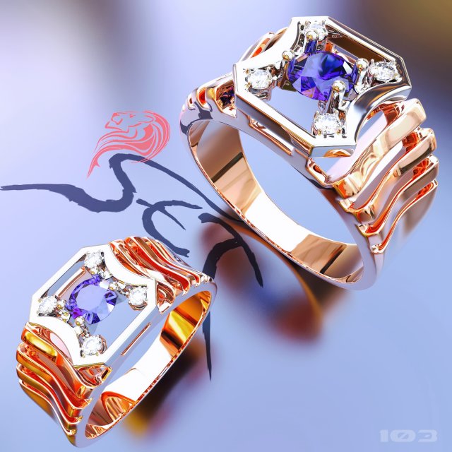 mens ring with diamonds 3D Print Model .c4d .max .obj .3ds .fbx .lwo .lw .lws