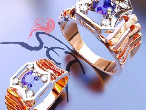 mens ring with diamonds 3D Print Model