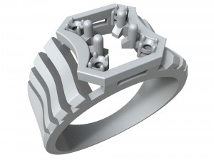 mens ring with diamonds 3D Baskı Modeli