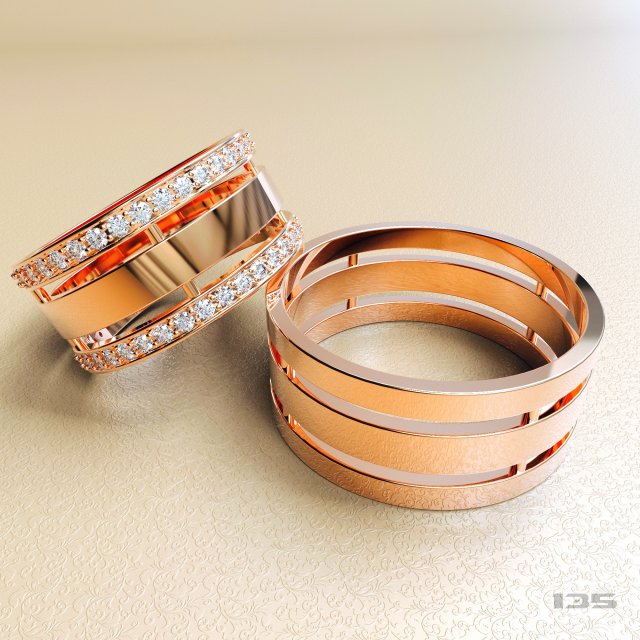 wedding rings with stones 3D-Druckmodell .c4d .max .obj .3ds .fbx .stl .blend 
