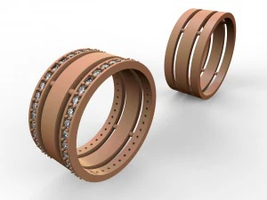wedding rings with stones 3D Print Model