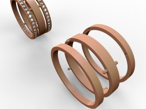 wedding rings with stones 3D-Druckmodell