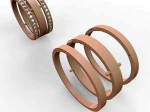 wedding rings with stones 3D Print Model
