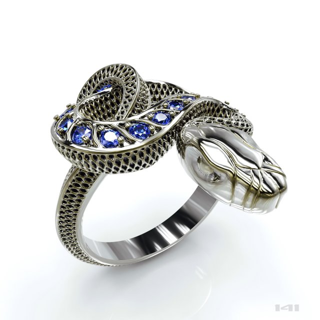 snake ring with stones Modèles 3D en vedette .c4d .max .obj .3ds .fbx .stl .blend 