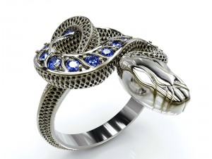 snake ring with stones Modello di stampa 3D