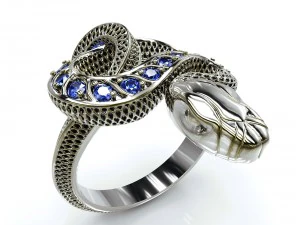 pierścień węża z kamieniami Model do druku 3D