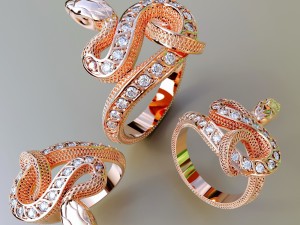 snake ring with stones Modèles 3D en vedette