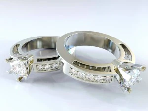 anel feminino com diamantes Modelo de Impressão 3D