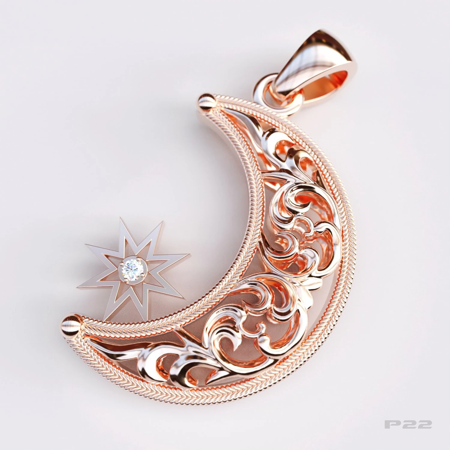 pendant crescent 3D Print Model .c4d .max .obj .3ds .fbx .stl .blend 
