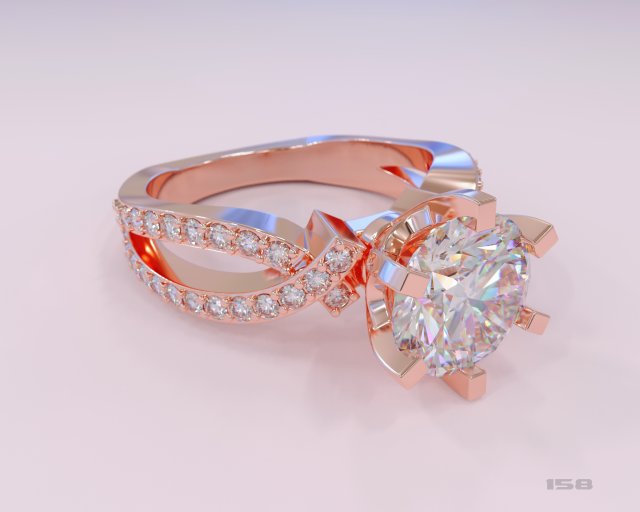 womens ring with diamonds 3D-Modell .c4d .max .obj .3ds .fbx .stl .blend 