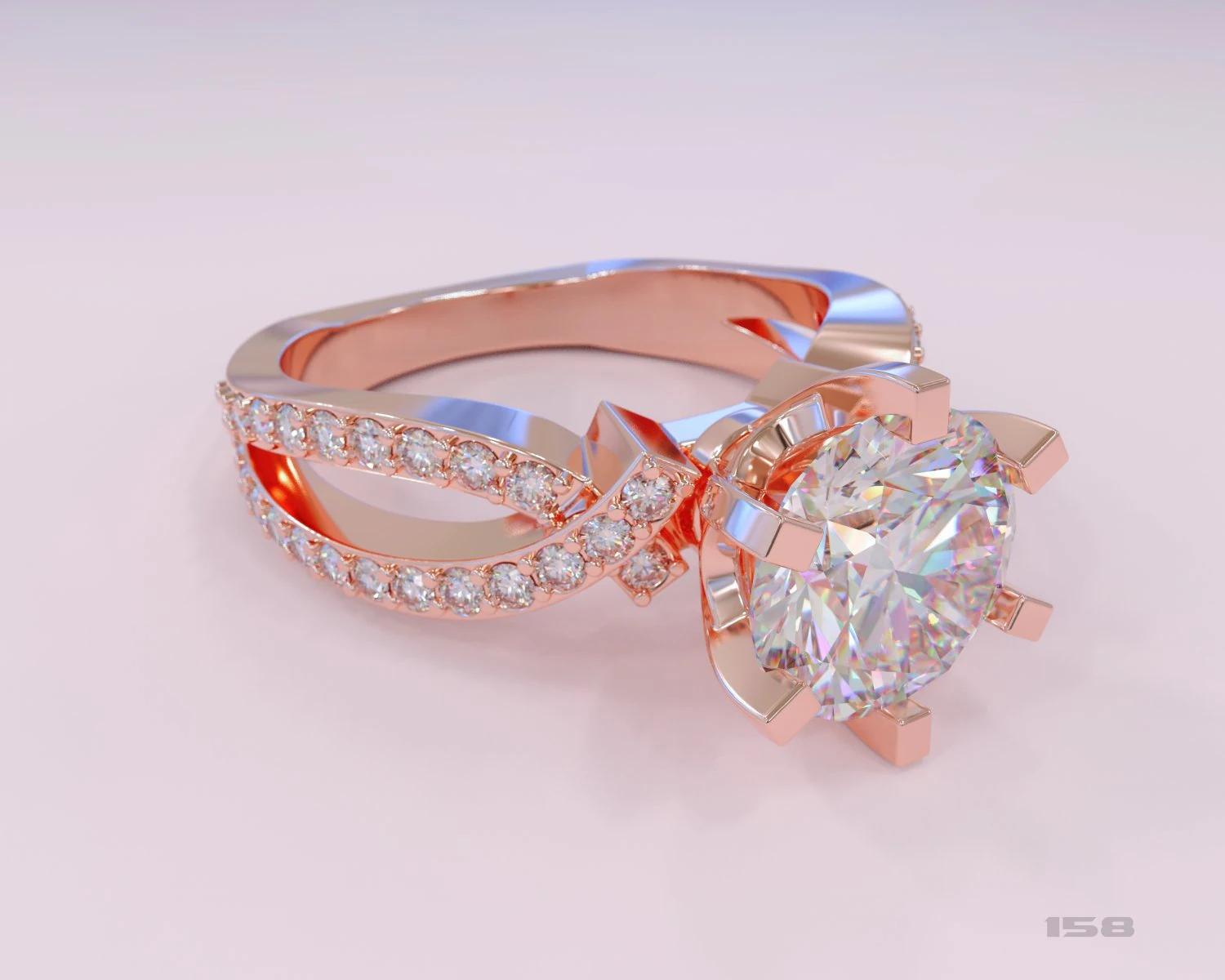 womens ring with diamonds 3D Model .c4d .max .obj .3ds .fbx .stl .blend 