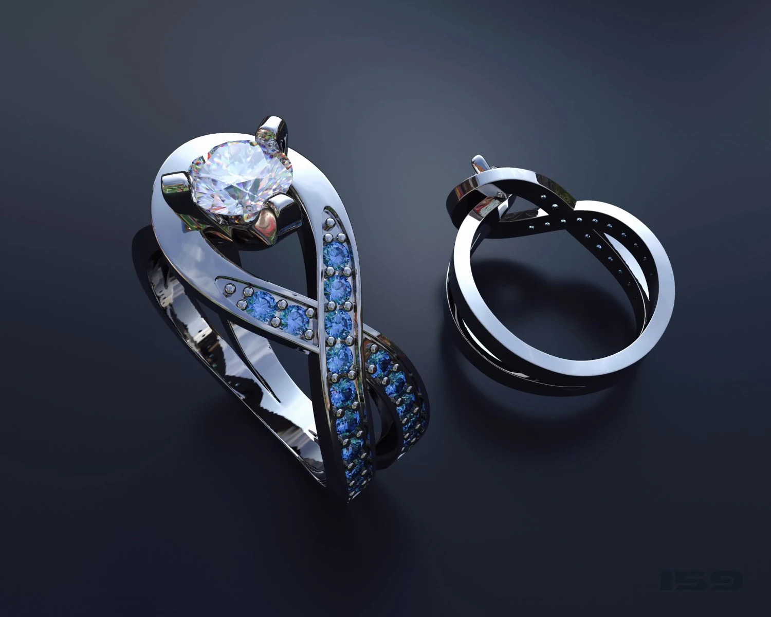 womens ring with a diamond 3D Print Model .c4d .max .obj .3ds .fbx .stl .blend