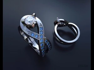 anello da donna con diamante Modello di stampa 3D